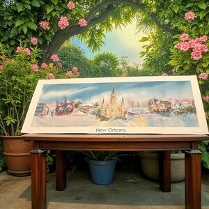 Nina Fritz Watercolor Art Print “New Orleans” Colorful Louisiana Culture 25”x10”